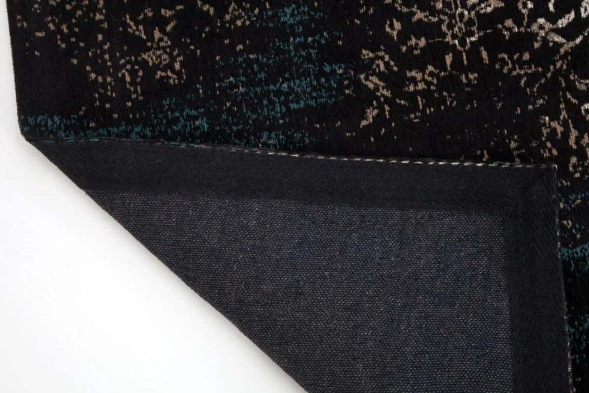 Wohnzimmer Teppich Vintage Blau / Mehrfarbig 160 x 240 cm - Rechteckiger Baumwoll Teppich - Wohnzimmer Deko Accessoires