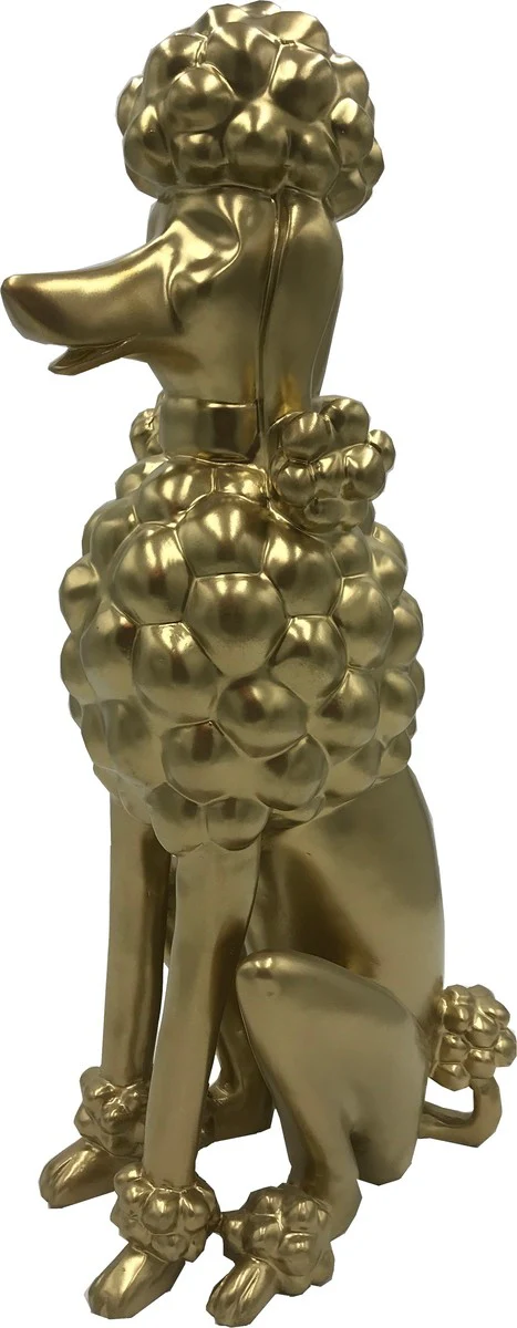 Dekofigur Pudel Hund Gold H. 63 cm - Wetterbeständige Deko Skulptur - Wohnzimmer Deko - Garten Deko - Terrassen Deko