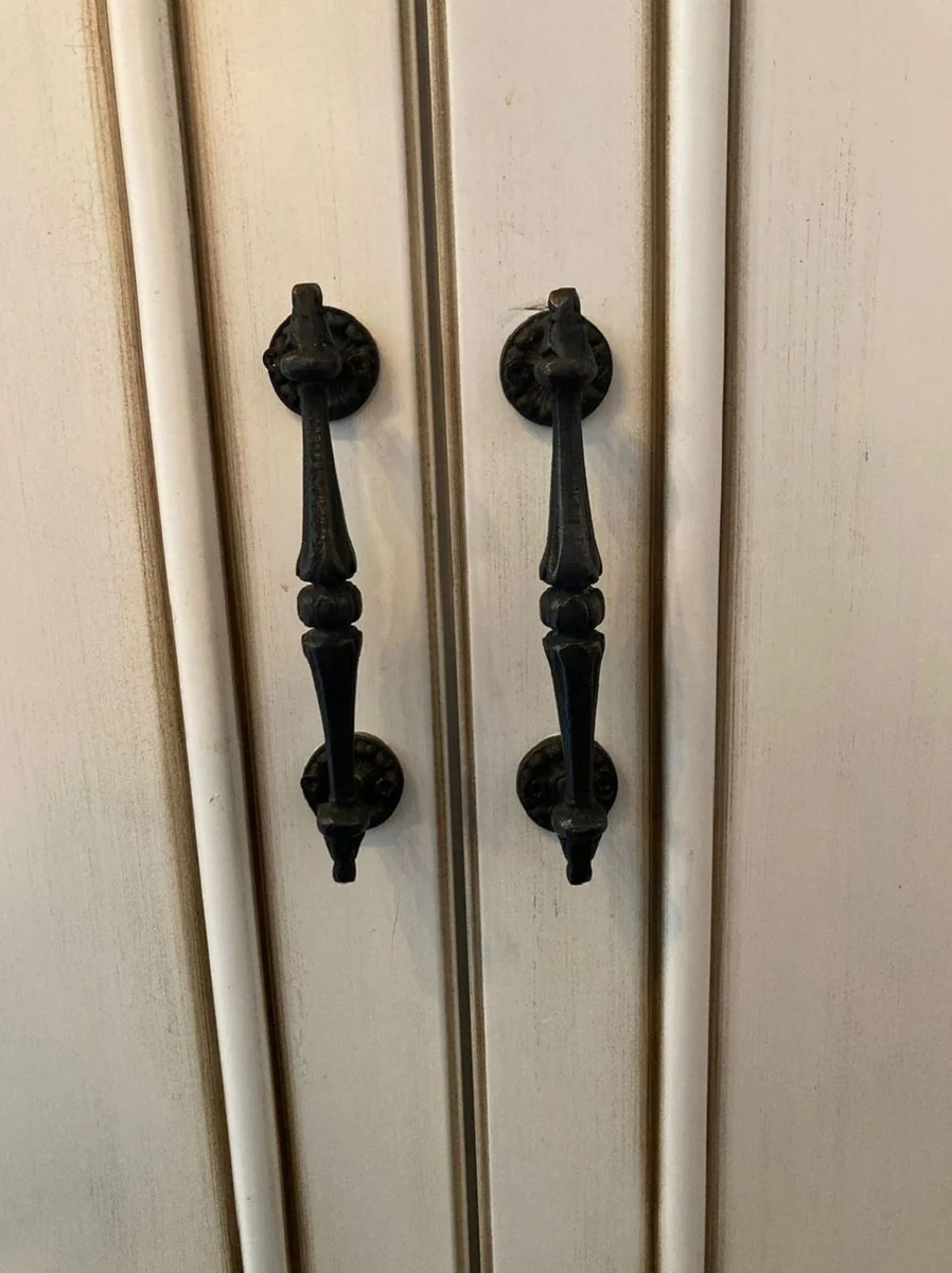 Luxus Barock Schlafzimmerschrank Antik Weiß / Braun - Prunkvoller Massivholz Schrank mit 2 Türen & Schublade - Barock Kleiderschrank - Schlafzimmer Möbel im Barockstil - Barock Möbel