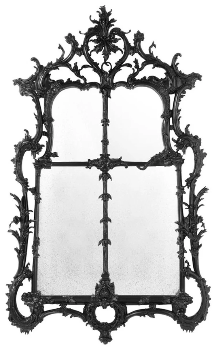 Luxus Barockstil Wohnzimmer Wandspiegel Schwarz 102 x H. 174 cm - Limited Edition