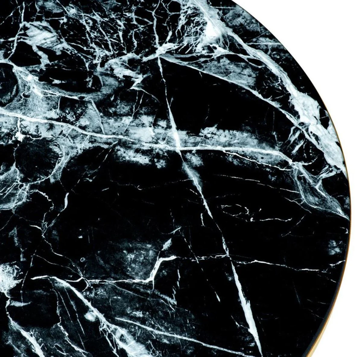 Luxus Couchtisch Schwarz / Messingfarben Ø 90 x H. 41 cm - Luxus Wohnzimmertisch