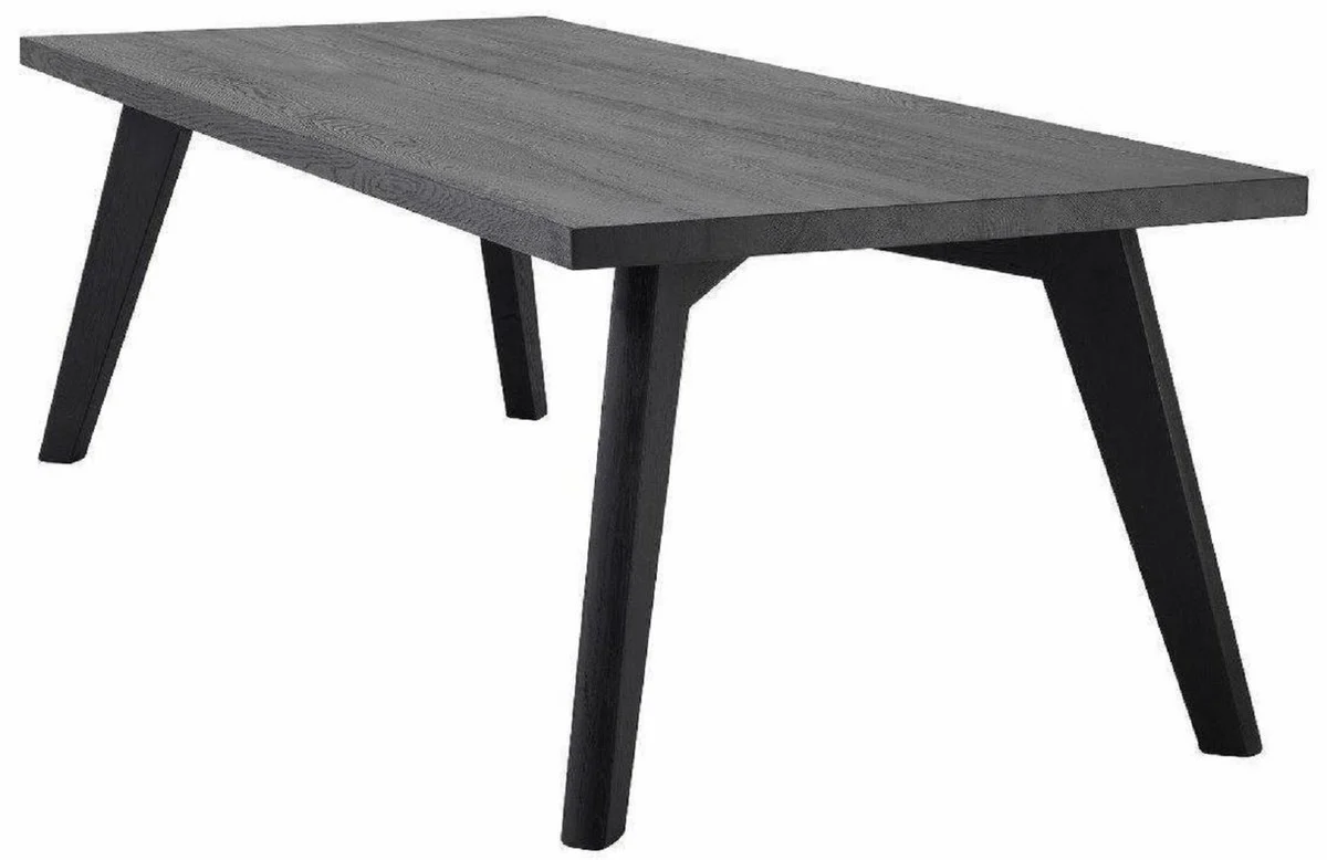 Luxus Massivholz Esstisch Schwarz 240 x 100 x H. 76 cm - Rechteckiger Eichenholz Küchentisch - Luxus Massivholz Esszimmer Möbel