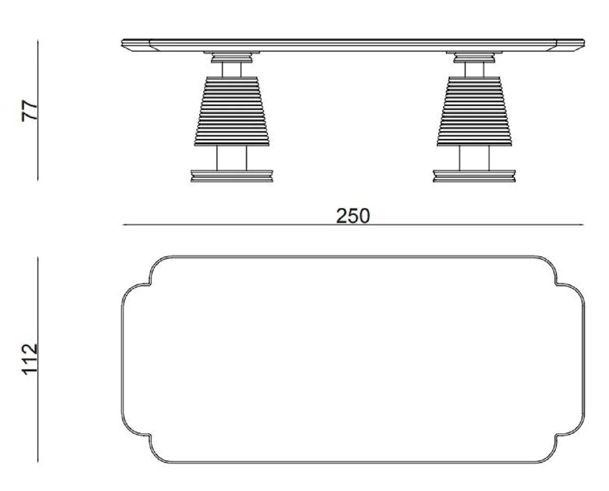 Luxus Esstisch Schwarz / Gold 250 x 112 x H. 77 cm - Esszimmer Tisch mit Kunstmarmor Tischplatte - Esszimmer Möbel - Luxus Möbel - Luxus Einrichtung