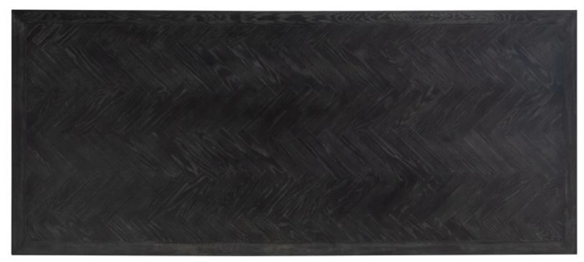 Luxus Esstisch Schwarzgrau / Gold 240 x 100 x H. 75 cm - Rechteckiger Küchentisch mit Massivholz Tischplatte - Esszimmer Möbel - Küchen Möbel - Luxus Möbel - Luxus Einrichtung