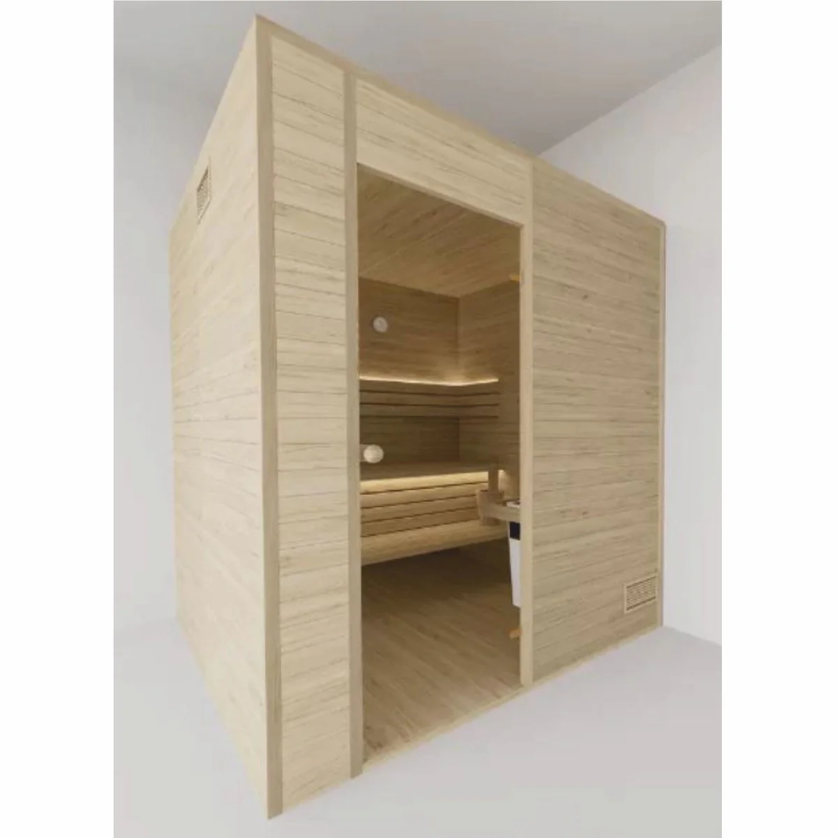 Luxus 6 Personen Innensauna Naturfarben 200 x 200 x H. 190 cm