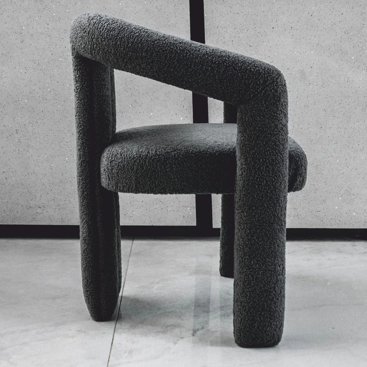 Luxus Esszimmer Stuhl mit Armlehnen Dunkelgrau 60 x 65 x H. 80 cm