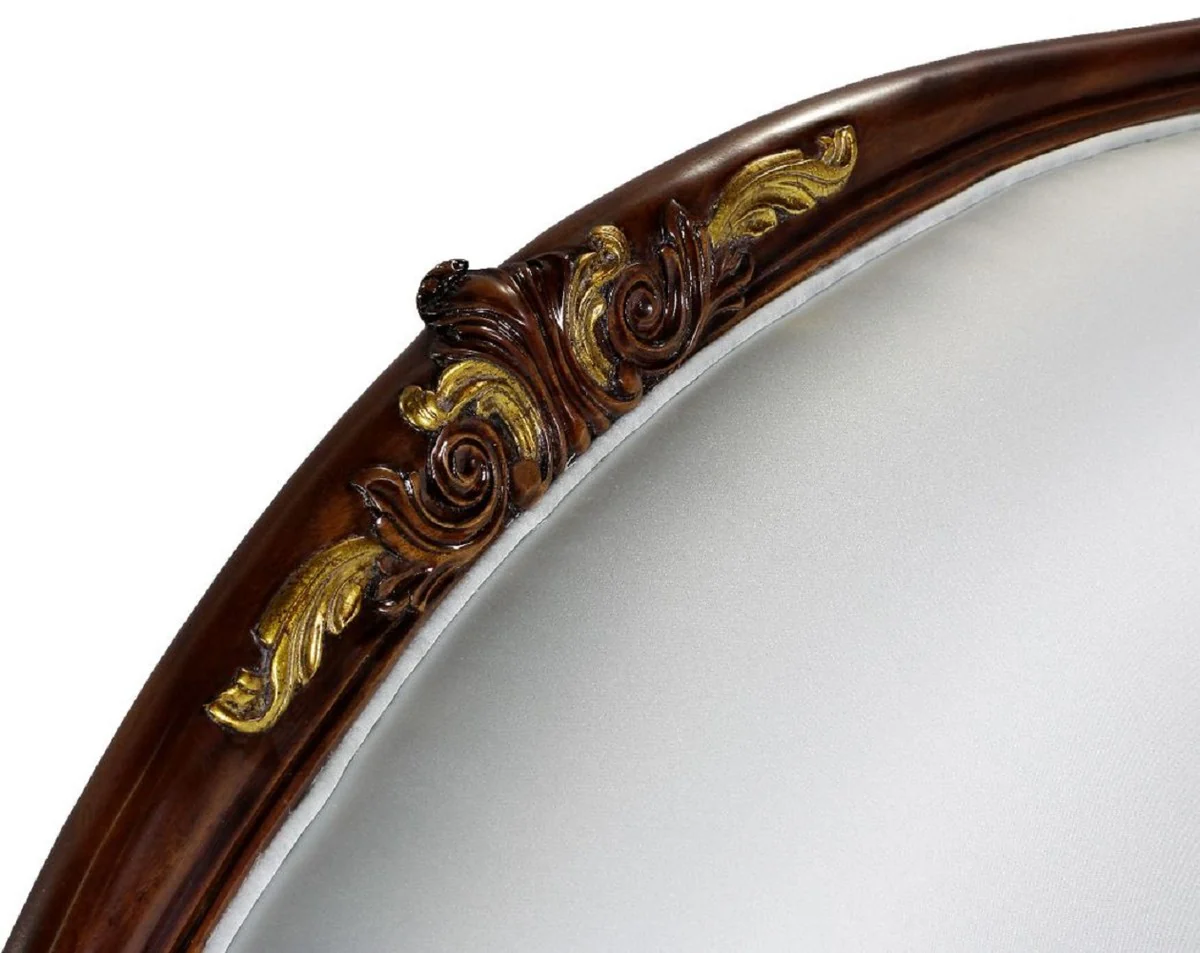 Luxus Barock Sofa Silber / Dunkelbraun / Gold - Prunkvolles Wohnzimmer Sofa im Barockstil - Barock Wohnzimmer Möbel - Edel & Prunkvoll