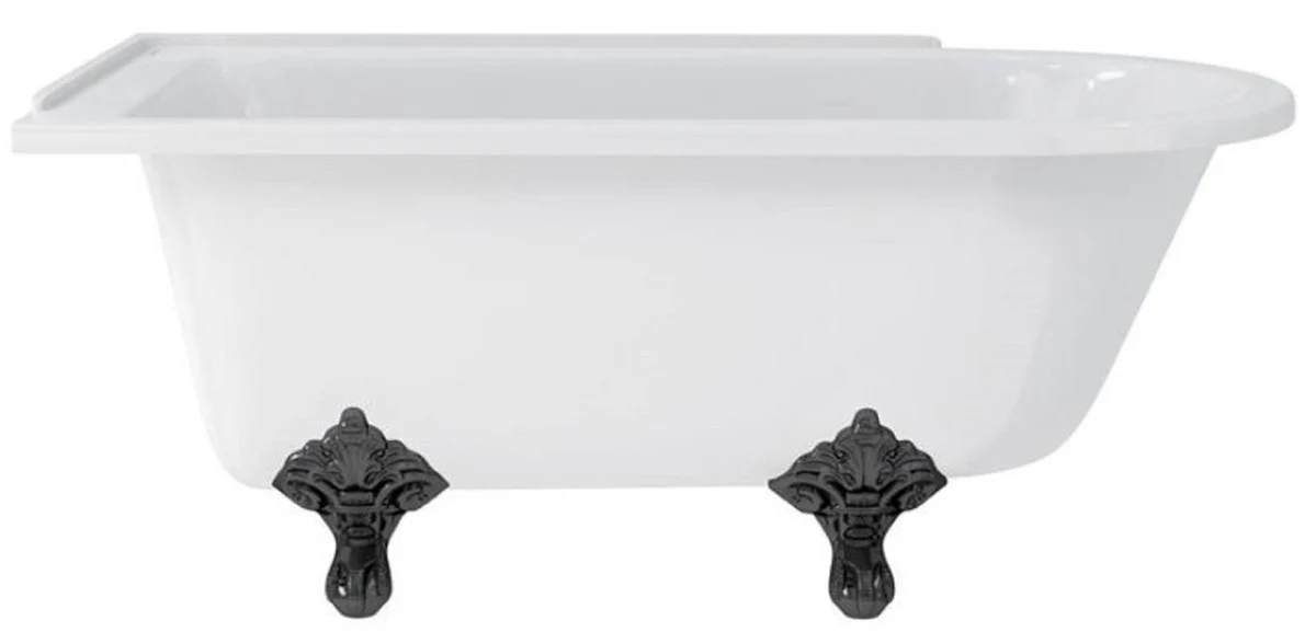 Luxus Jugendstil Badewanne Weiß / Schwarz 150 x 75 x H. 65 cm - Freistehende Retro Acryl Badewanne - Nostalgische Retro Badezimmer Möbel