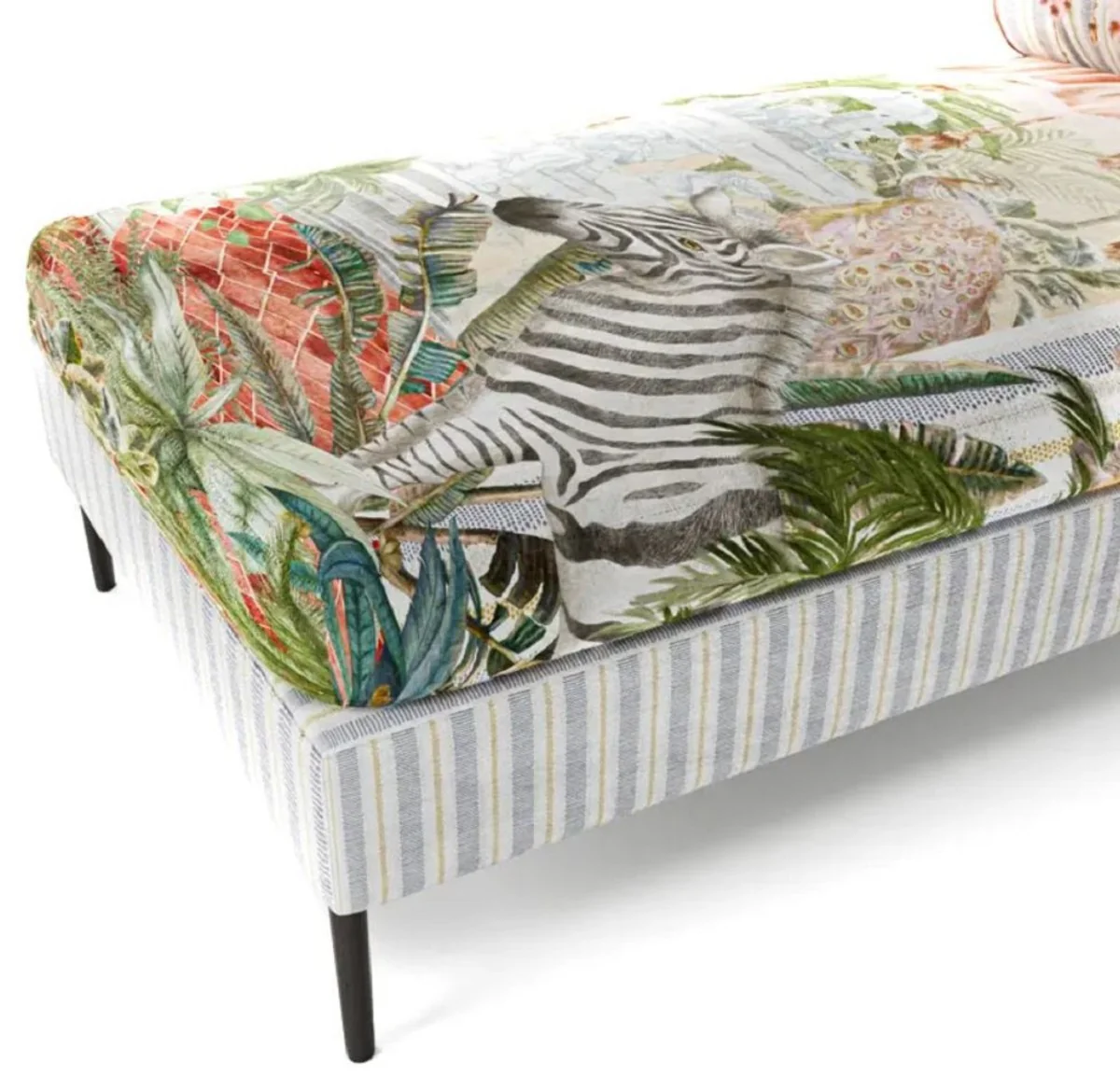 Luxus Chaiselongue Mehrfarbig / Schwarz 84 x 164 x H. 80 cm - Wohnzimmer Liegesessel - Recamiere - Wohnzimmer Möbel - Luxus Möbel