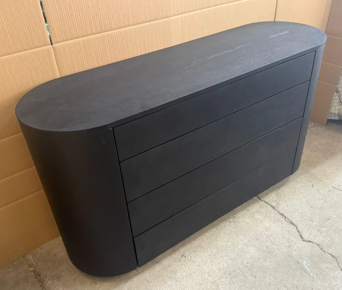 Luxus Kommode mit 4 Schubladen Schwarz 140 cm - Luxus Möbel