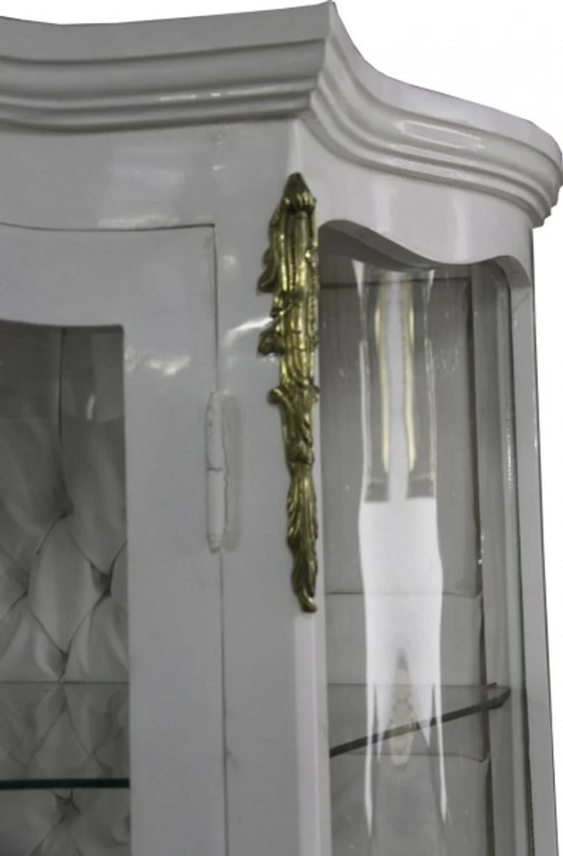 Barock Glasvitrine Weiß / Gold - Vitrinen Schrank