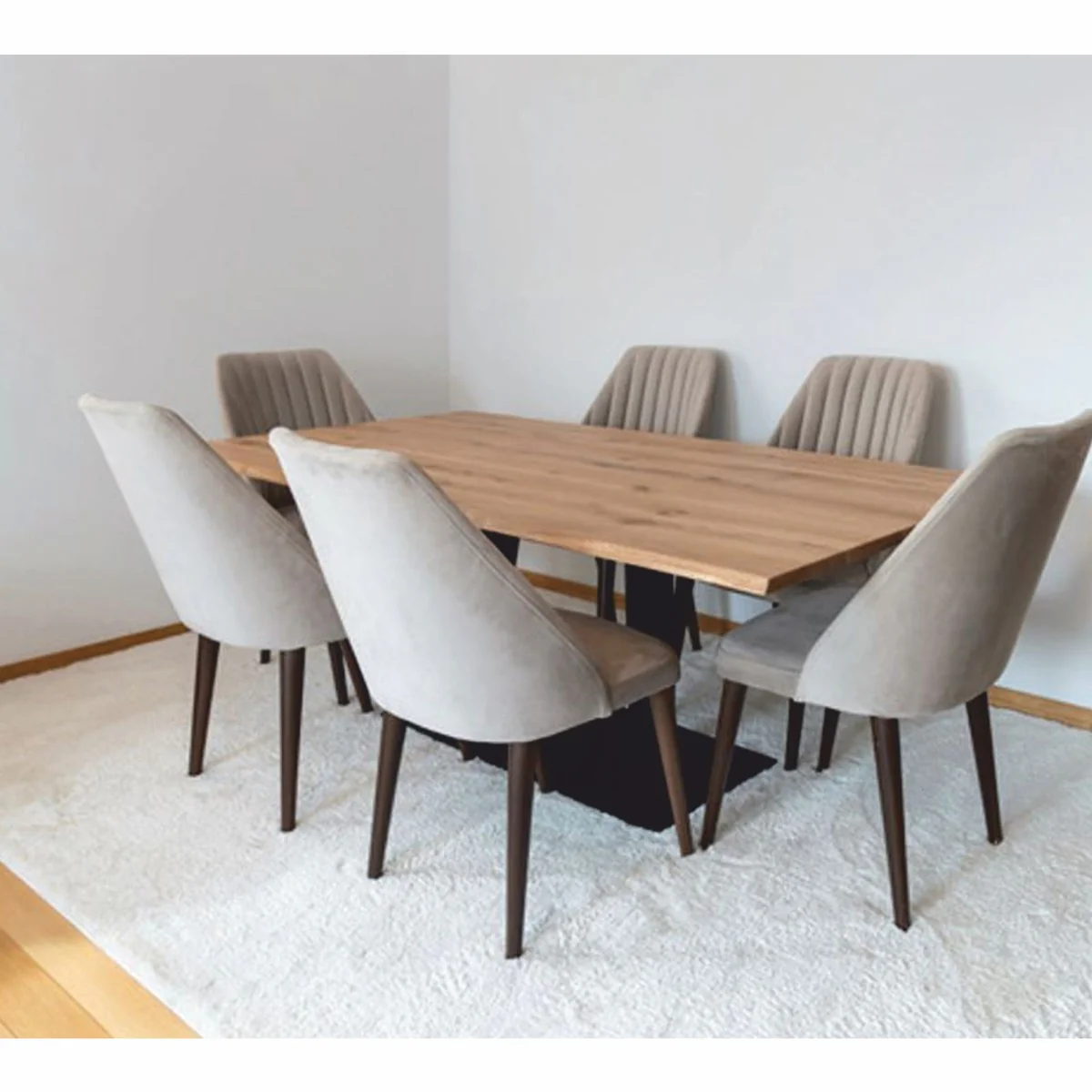 Luxus Esstisch Naturfarben / Schwarz - Verschiedene Größen - Esszimmer Möbel