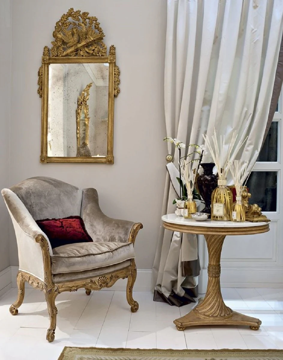 Luxus Barock Spiegel Antik Gold - Prunkvoller Massivholz Barockstil Wandspiegel mit antikem Spiegelglas - Luxus Möbel im Barockstil - Handgefertigte Barock Möbel - Made in Italy