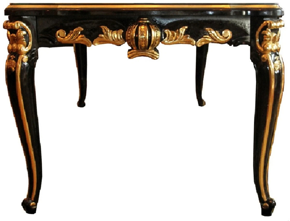 Pompöös by Barock Luxus Esszimmer Set Grün / Schwarz / Gold - 1 Barock Esstisch mit Glasplatte und 6 Barock Esszimmerstühle designed by Harald Glööckler - Pompööse Barock Möbel