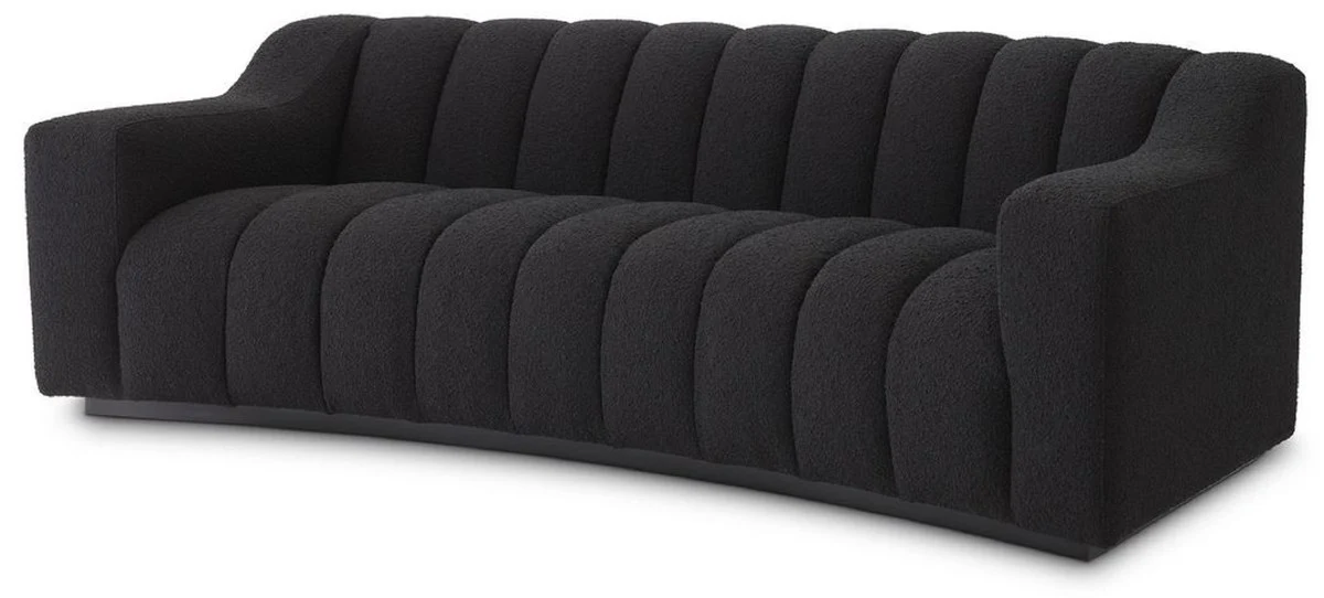 Luxus Sofa Schwarz 234 x 96 x H. 76,5 cm - Leicht gebogenes Wohnzimmer Sofa - Hotel Sofa - Luxus Qualität