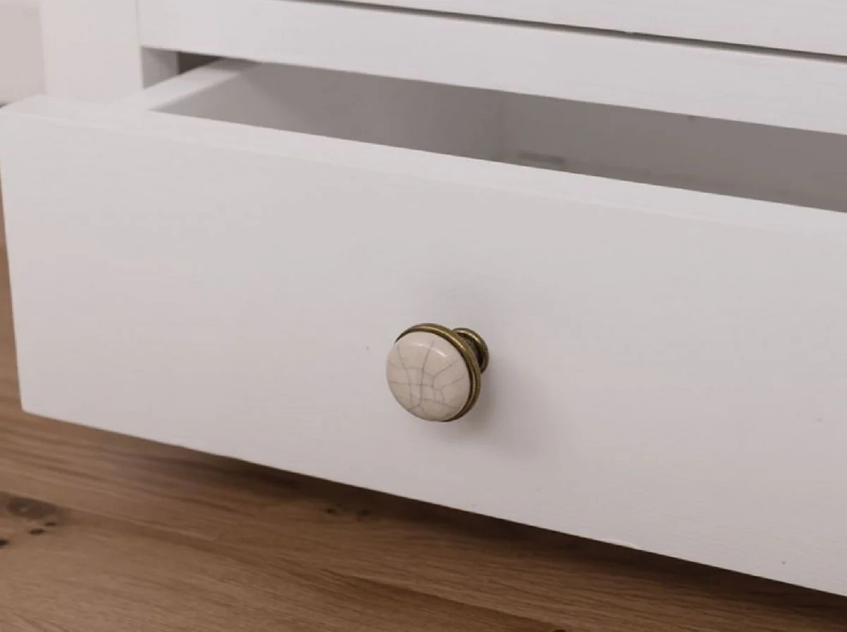 Landhausstil Küchenschrank Weiß / Naturfarben 138 x 50 x H. 197 cm - 2 Teiliger Küchenschrank mit 5 Türen und 7 Schubladen - Landhausstil Küchenmöbel