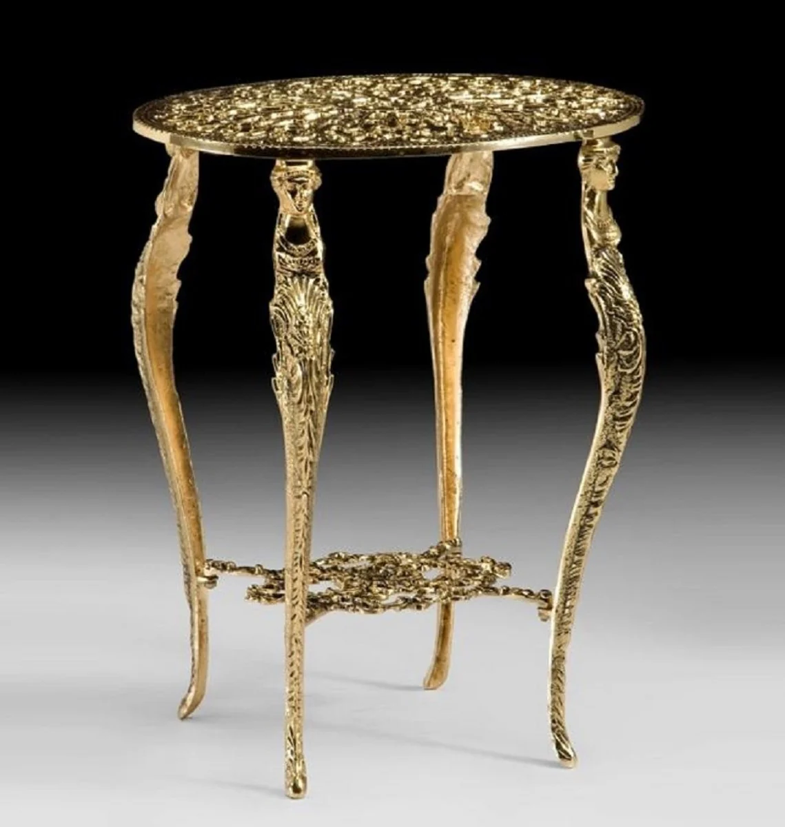 Luxus Barock Bronze Beistelltisch Gold H. 55 cm - Barock Möbel