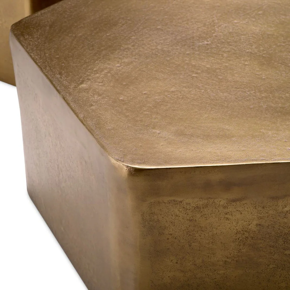 Luxus Aluminium Couchtisch 3er Set Vintage Messing