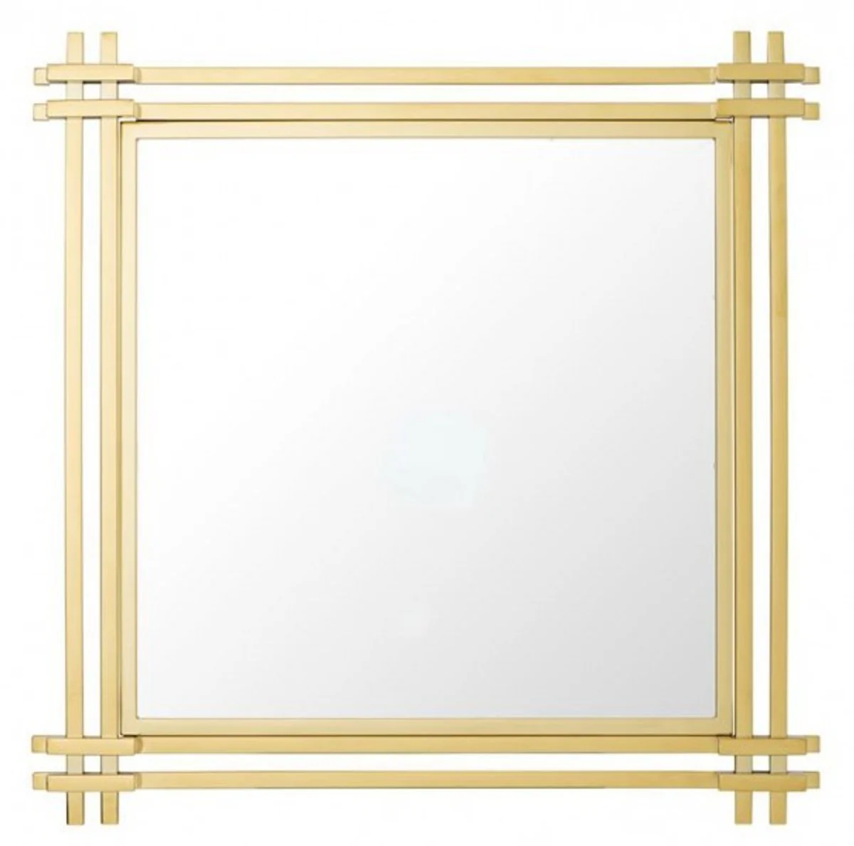 Luxus Spiegel Art Deco 90 x 90 cm Edelstahl poliert Goldfarben - Wandspiegel - Luxus Hotel Möbel Collection