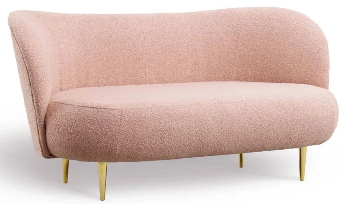 Luxus Wohnzimmer Set Rosa / Gold - 2 Luxus Sofas mit gebogener Rückenlehne & 2 Luxus Sessel mit gebogener Rückenlehne - Luxus Einrichtung - Wohnzimmer Möbel - Luxus Möbel
