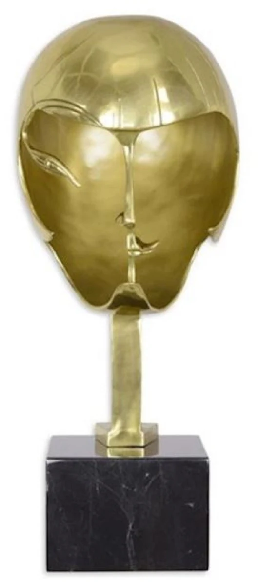 Designer Bronze Skulptur Kopf 21,4 x 22,4 x H. 47 cm - Deko Figur mit Marmorsockel - Wohnzimmer Deko - Schreibtisch Deko