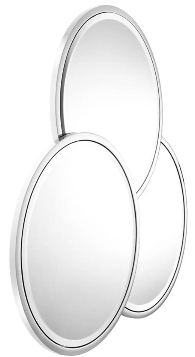 Luxus Designer Edelstahl Spiegel / Wandspiegel Silber 95 x H. 90 cm - Designermöbel