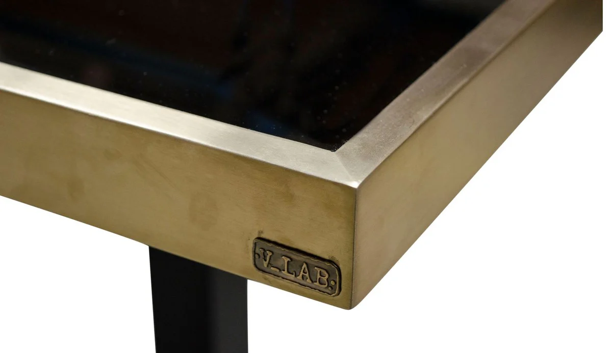 Luxus Esstisch Schwarz / Gold 110 x 70 x H. 76 cm - Esszimmermöbel