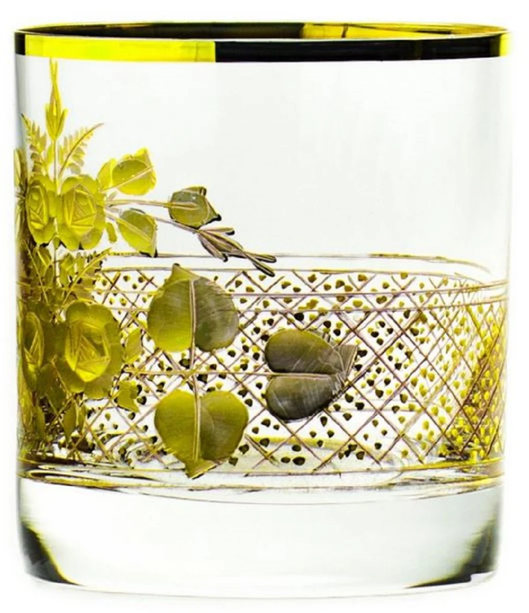 Luxus Barock Whisky Glas 6er Set Gold Ø 8 x H. 9 cm - Handgefertigte und handgravierte Whiskygläser - Hotel & Restaurant Accessoires - Luxus Qualität