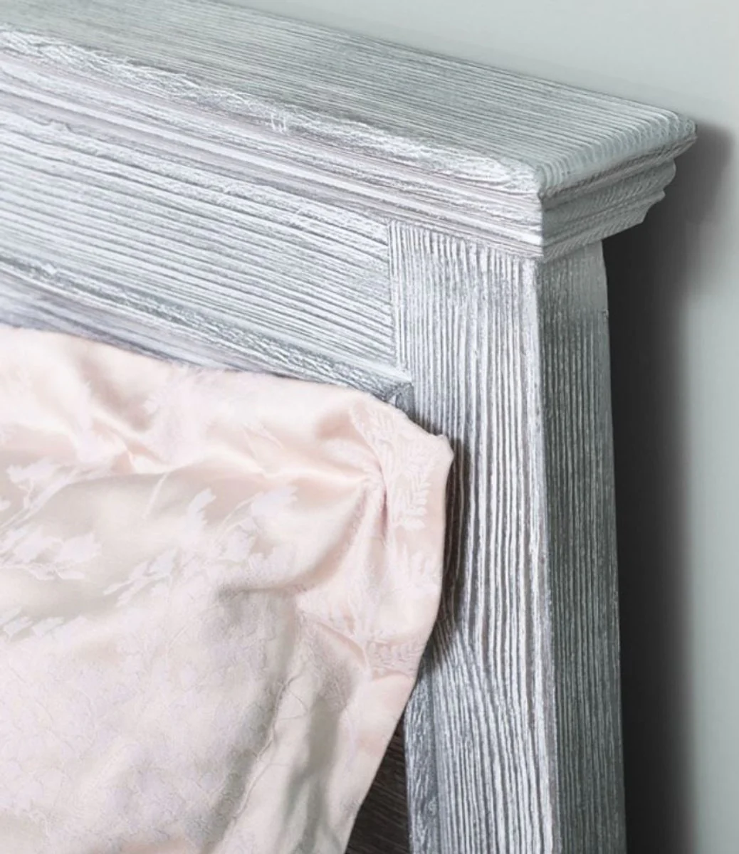 Landhausstil Massivholz Bett Antik Grau 140 x 200 x H. 93 cm - Landhausstil Schlafzimmer Möbel