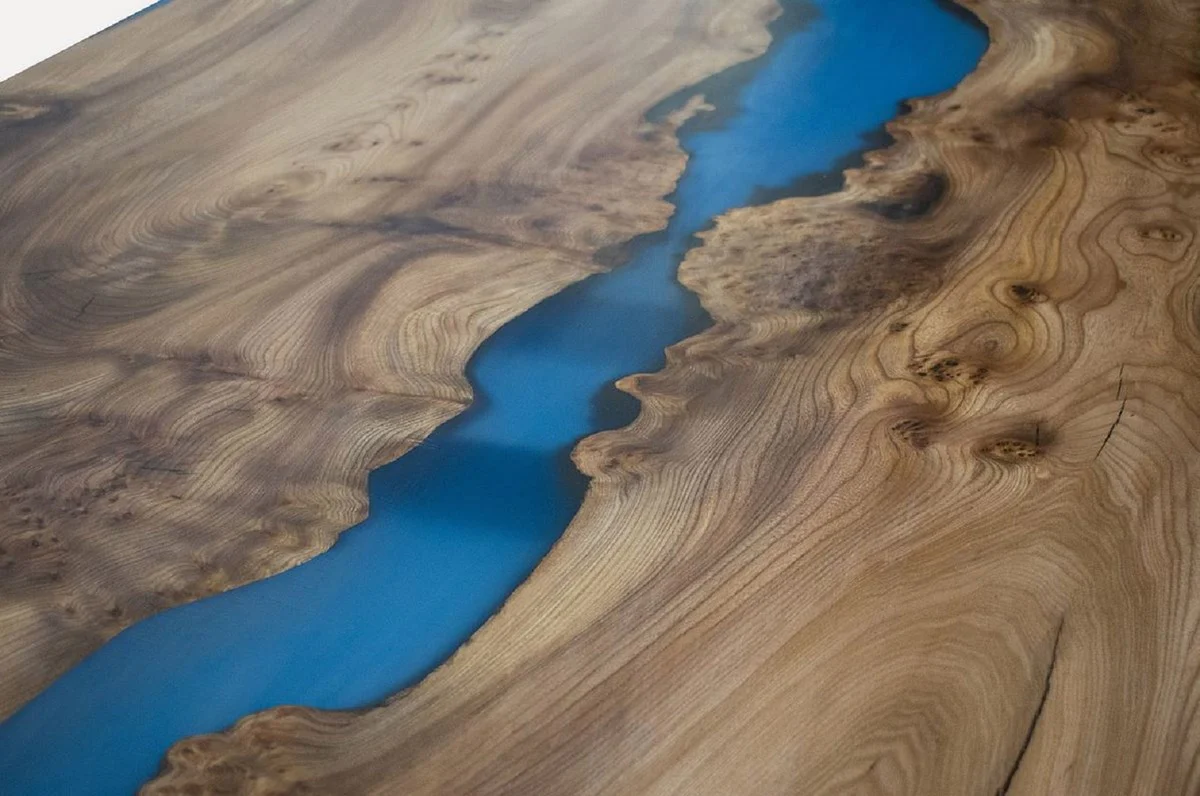 Luxus Esstisch Braun / Blau / Schwarz 250 cm