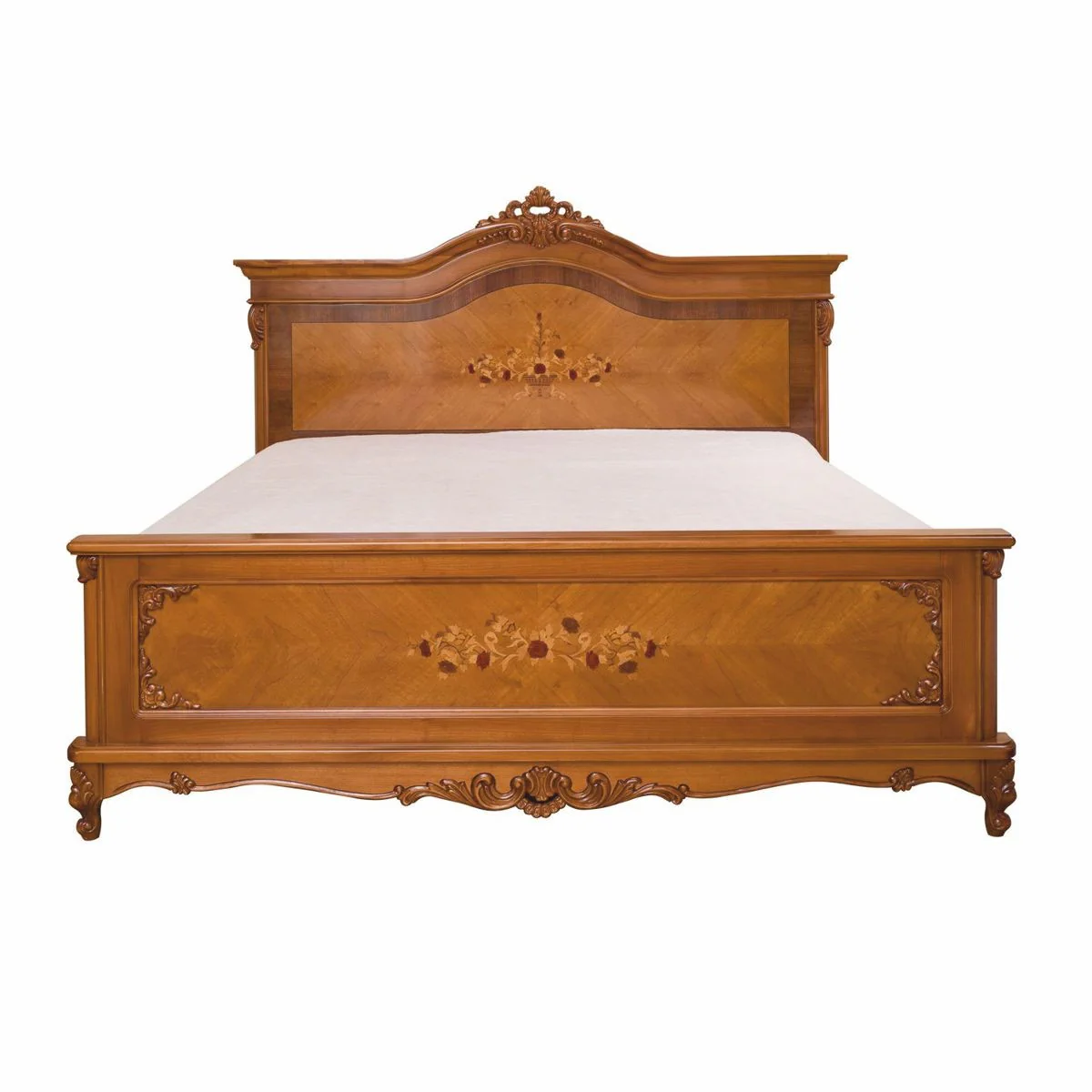 Luxus Barock Doppelbett Braun - Prunkvolle Barockstil Schlafzimmer Möbel