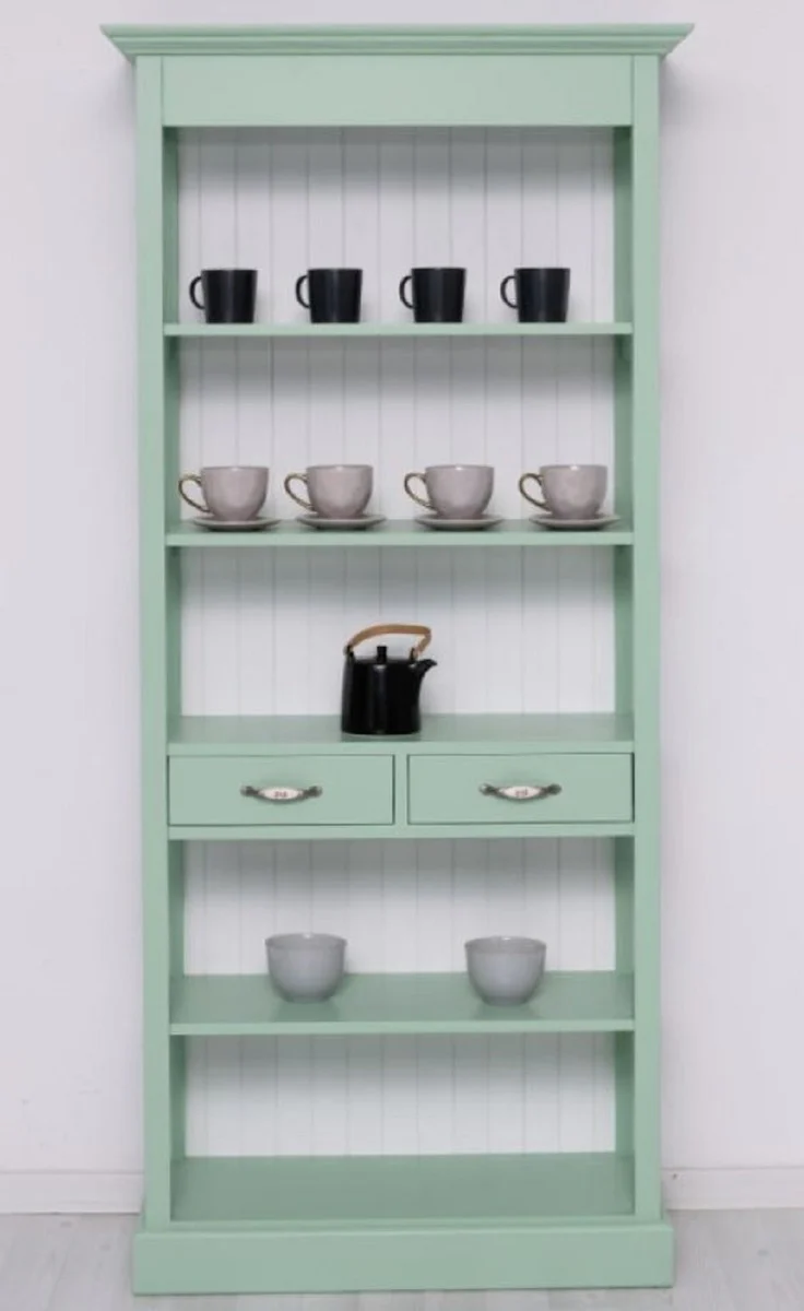 Landhausstil Schrank Mintgrün / Weiß 91 x 39 x H. 197 cm - Landhausstil Esszimmer Schrank - Massivholz Möbel - Landhausstil Shabby Chic Möbel