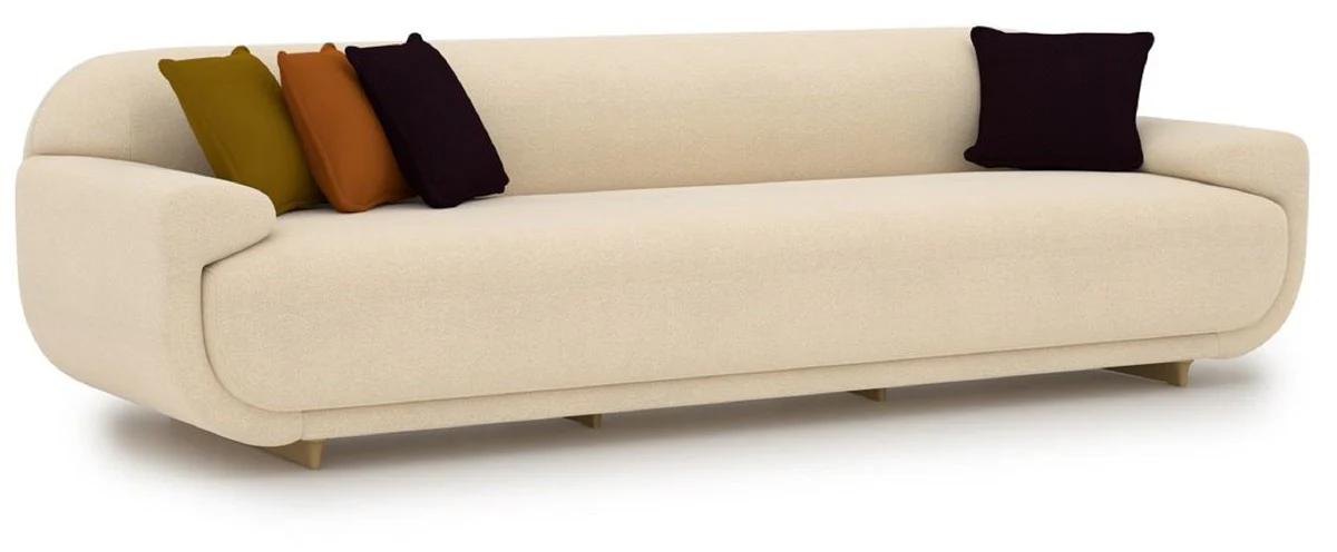 Luxus Sofa Creme / Beige 250 x 105 x H. 70 cm - Wohnzimmer Sofa - Hotel Sofa - Wohnzimmer Möbel - Hotel Möbel - Luxus Möbel - Luxus Einrichtung - Wohnzimmer Einrichtung