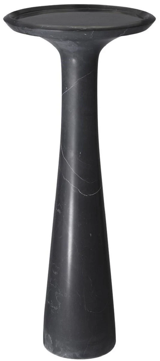 Luxus Beistelltisch Schwarz Ø 30 x H. 71,5 cm - Runder Beistelltisch aus hochwertigem Marmor - Luxus Wohnzimmer Möbel