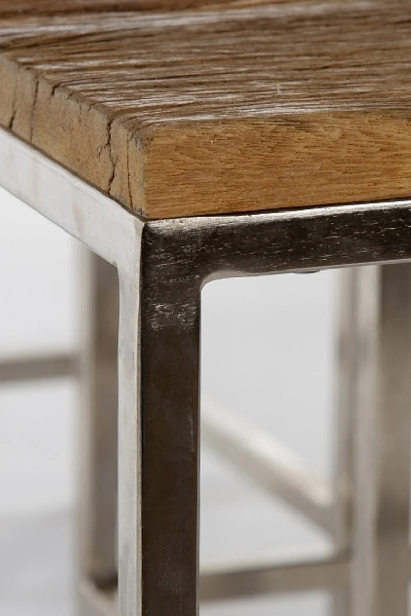 Luxus Beistelltisch Set Braun / Silber 45 x 30 x H. 45 cm - Beistelltische mit Metall Untergestell