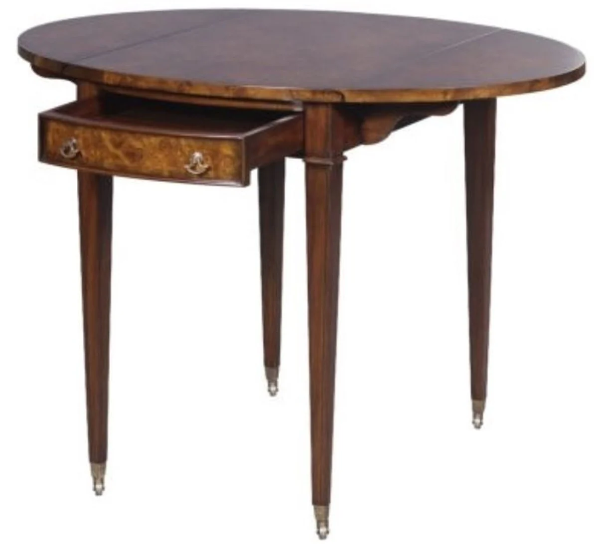 Luxus Beistelltisch mit Schublade Braun / Hellbraun 89 x 76 x H. 64 cm - Wohnzimmer Beistelltisch auf Rollen