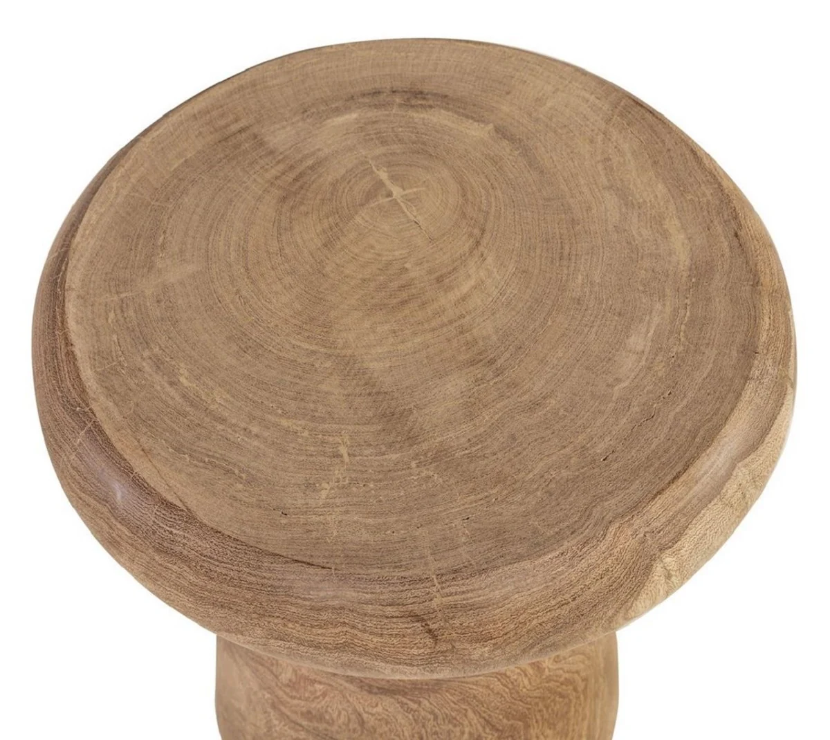 Luxus Massivholz Beistelltisch / Hocker Naturfarben Ø 40 x H. 48 cm - Luxus Möbel