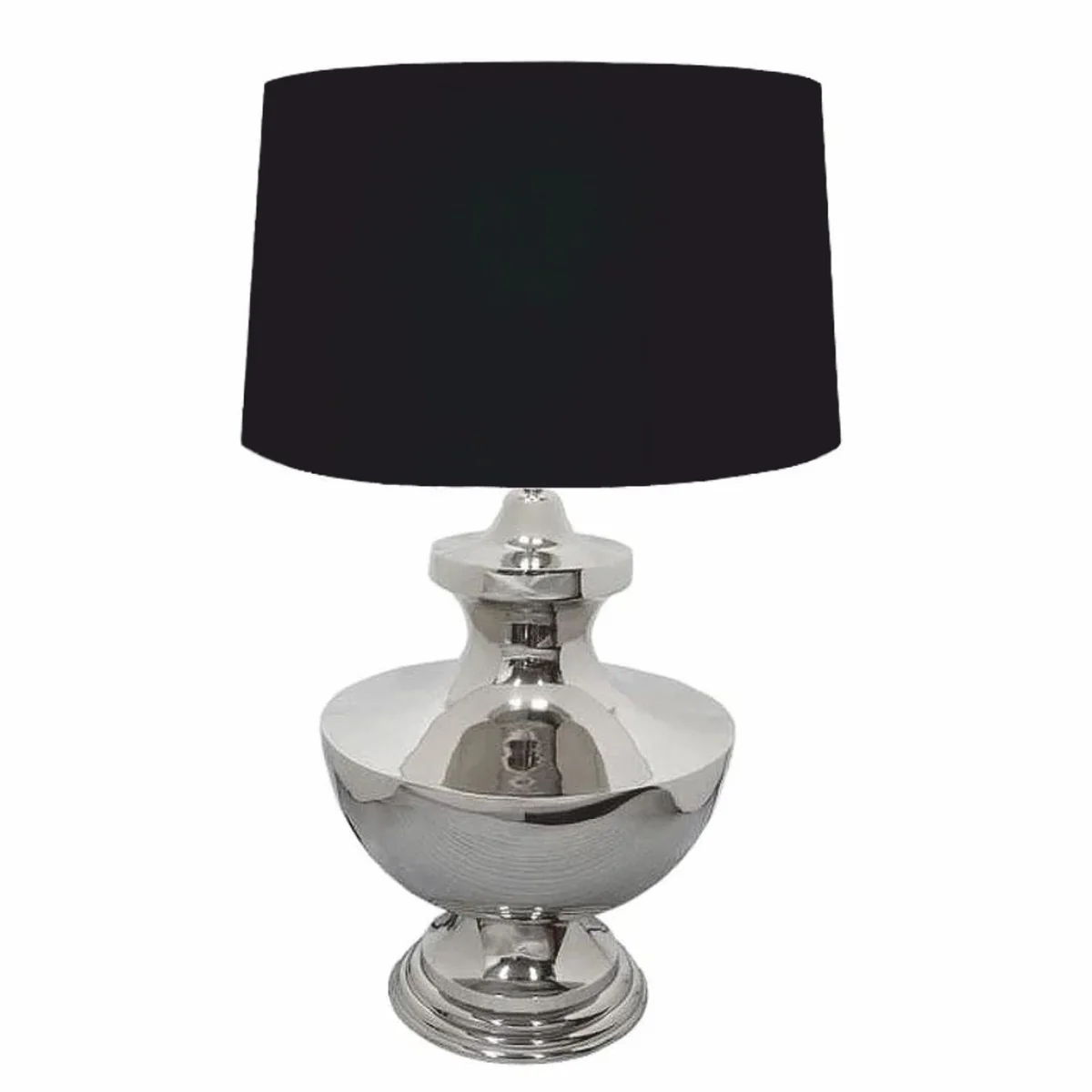 Art Deco Metall Tischleuchte Silber / Schwarz Ø 46 x H. 69 cm