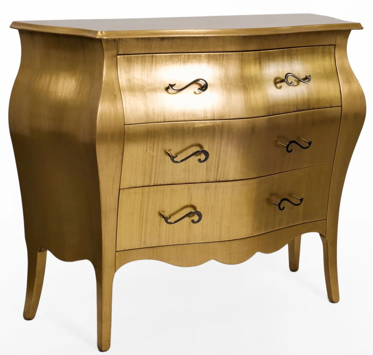 Luxus Barock Kommode Gold - Handgefertigte Massivholz Kommode mit 3 Schubladen - Luxus Möbel im Barockstil - Barock Möbel - Barock Einrichtung - Edel & Prunkvoll