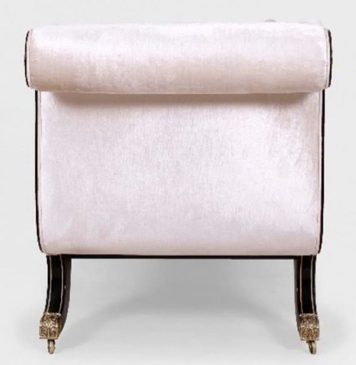 Luxus Barock Sofa Weiß / Schwarz / Gold - Prunkvolles Wohnzimmer Sofa mit Rollen - Barockstil Wohnzimmer Möbel - Luxus Möbel im Barockstil - Barock Wohnzimmer Einrichtung