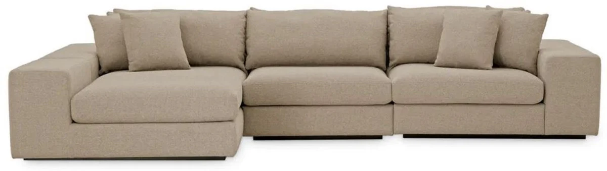 Luxus Ecksofa mit Kissen Grau / Schwarz 380 x 200 x H. 90 cm - Wohnzimmer Sofa - Hotel Sofa - Wohnzimmer Möbel - Hotel Möbel - Luxus Möbel - Luxus Qualität