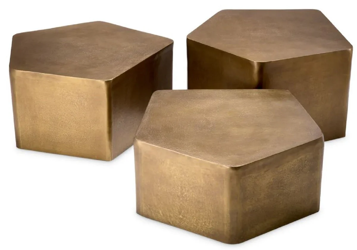 Luxus Aluminium Couchtisch 3er Set Vintage Messing