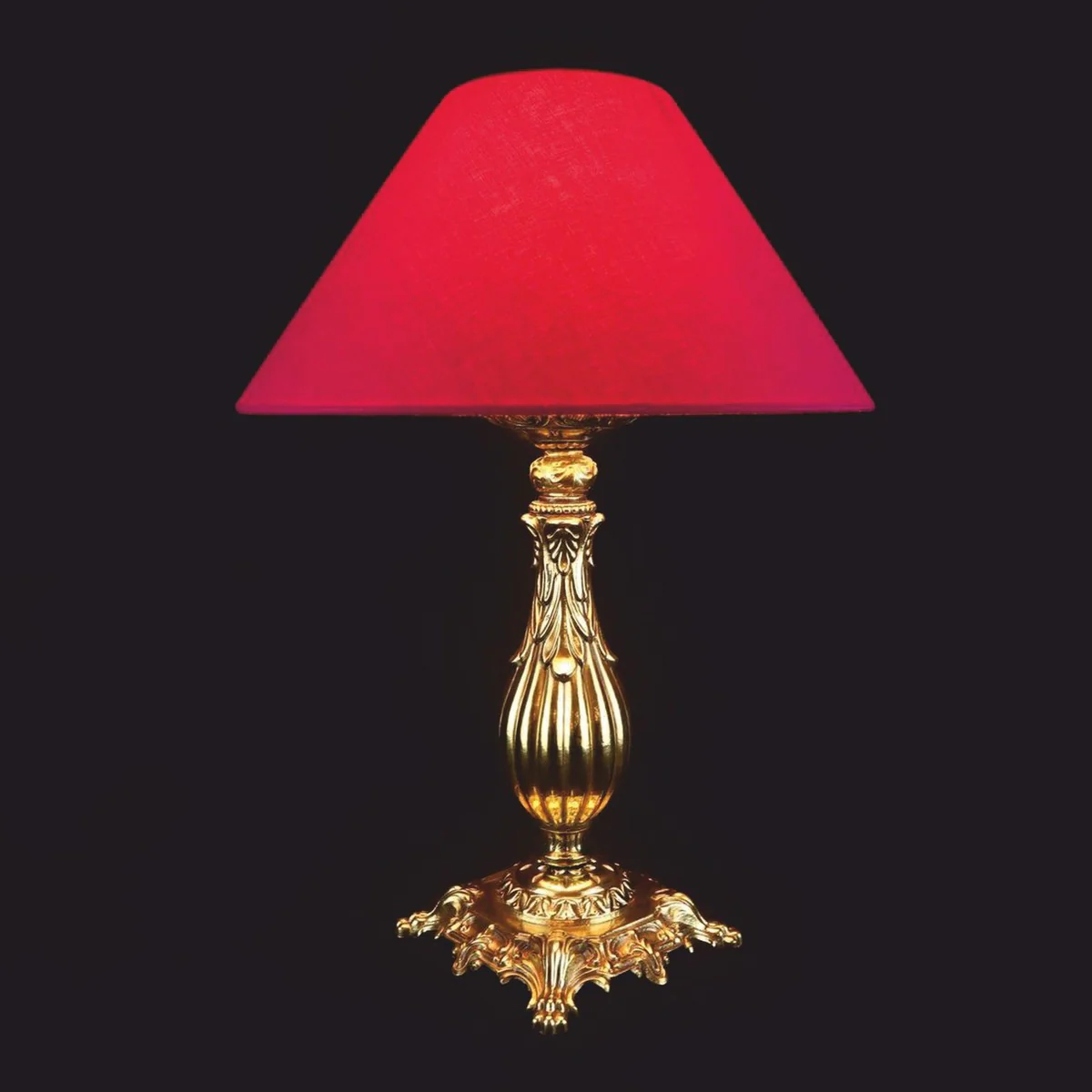 Luxus Barock Tischleuchte Gold / Rot Ø 34 x H. 45 cm - Barock Leuchten