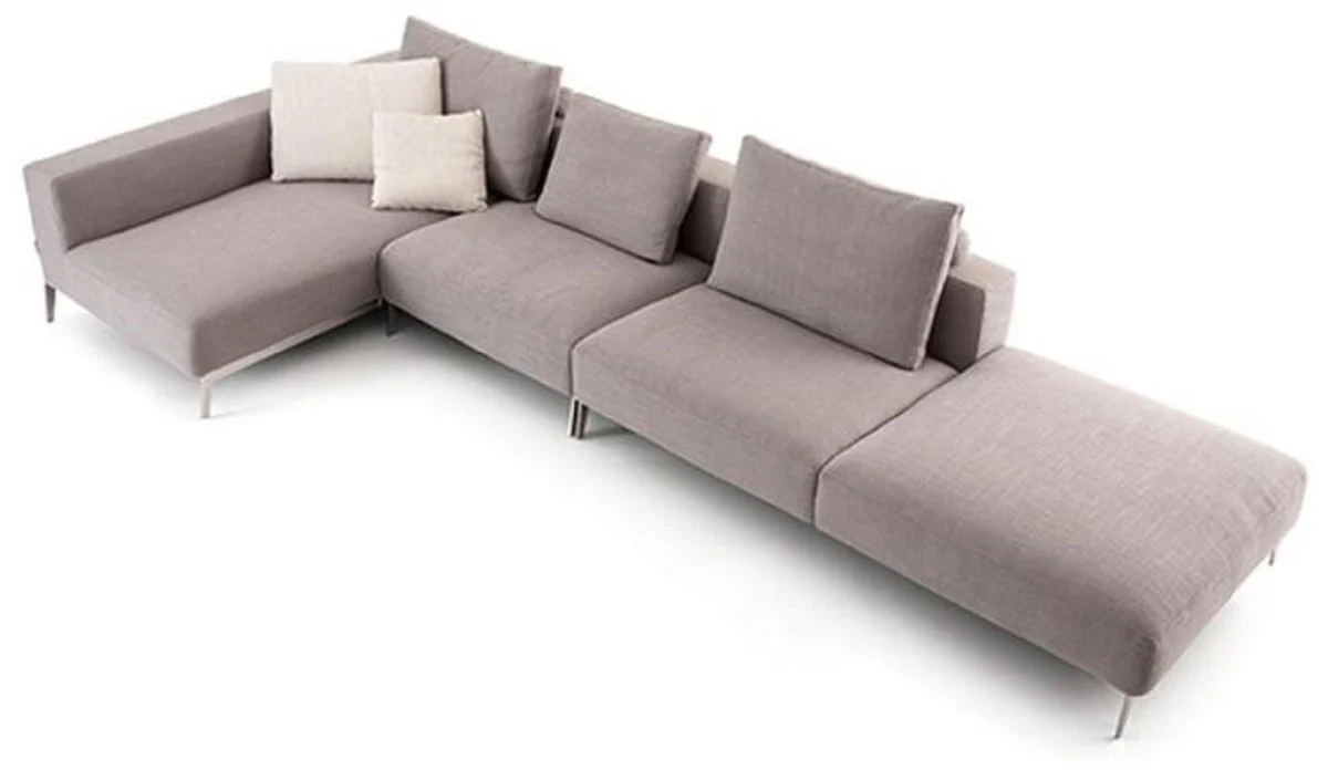 Luxus Sofa Grau / Silber 400 x 178 x H. 56 cm - Verstellbares Wohnzimmer Ecksofa - Luxus Wohnzimmer Möbel