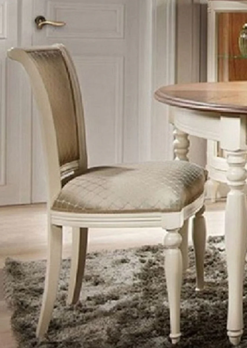 Luxus Jugendstil Esszimmer Stuhl Gold / Creme - Esszimmer Möbel