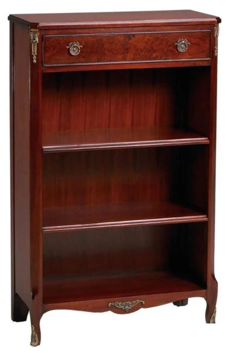 Barockstil Bücherschrank mit Schublade Rotbraun 66,5 x 29,5 x H. 107,3 cm - Luxus Barock Möbel