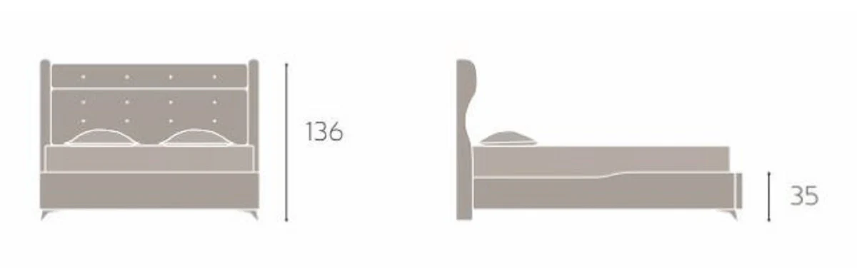 Luxus Doppelbett Grau / Braun - Modernes Massivholz Bett - Moderne Schlafzimmer & Hotel Möbel - Luxus Kollektion