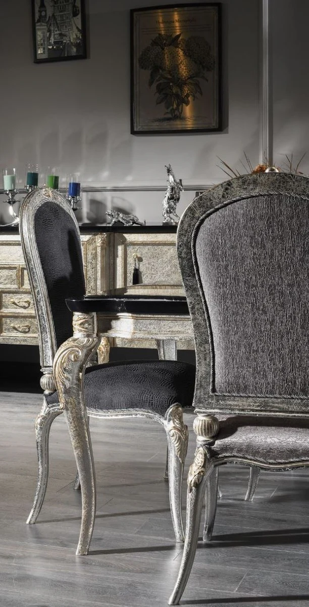 Luxus Barock Esszimmer Set - 1 Esstisch & 6 Esszimmerstühle - Esszimmermöbel im Barockstil - Luxus Qualität - Edel & Prunkvoll