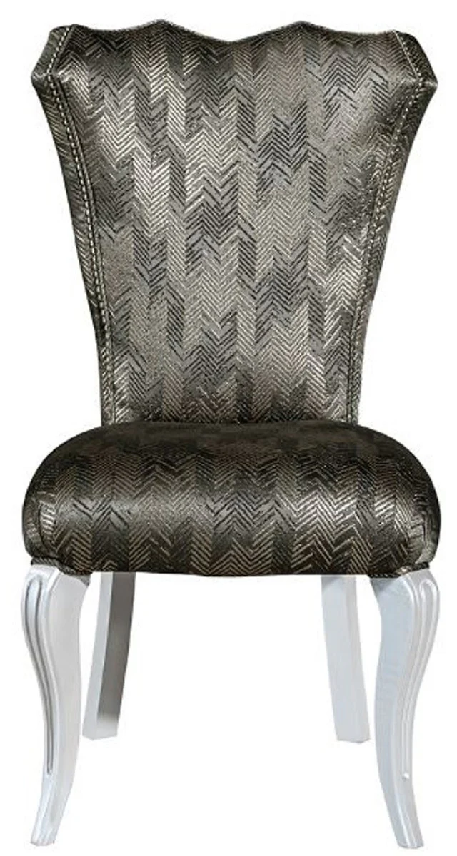 Luxus Barock Esszimmerstuhl Grün / Gold / Weiß - Handgefertigter Massivholz Küchenstuhl mit edelm Muster - Esszimmer Möbel - Barock Möbel