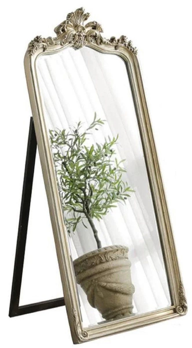 Luxus Barock Standspiegel Antik Silber - Prunkvoller Barockstil Spiegel - Luxus Schlafzimmer Möbel im Barockstil - Barock Möbel - Luxus Qualität - Made in Italy